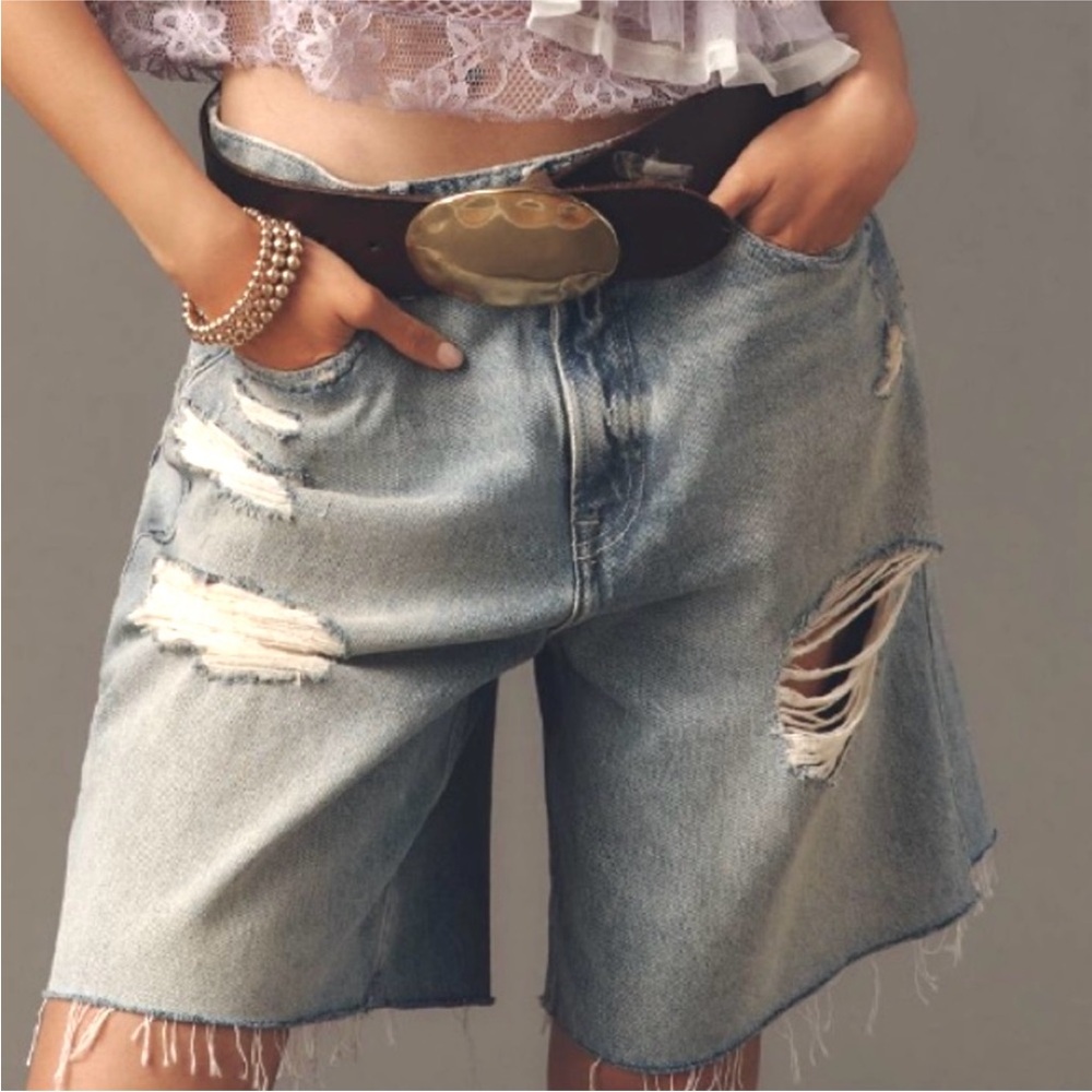 GOOD AMERICAN➕NWT Good Extreme Barrel Mid-rise Denim Shorts